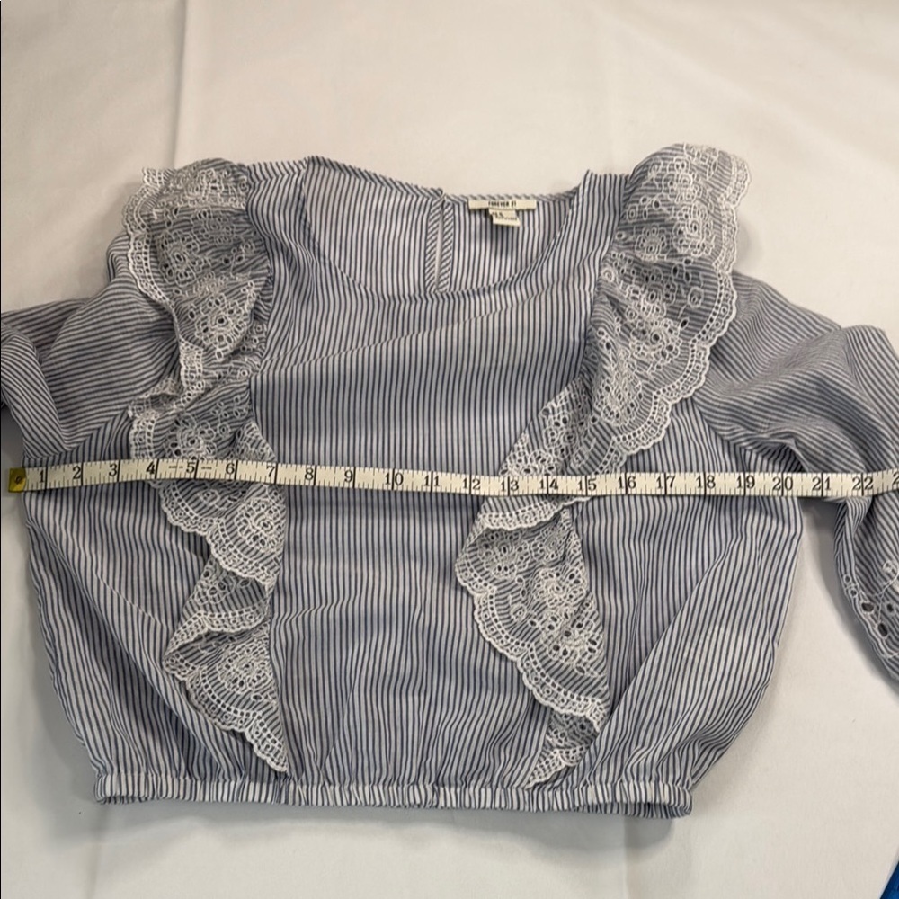 Forever 21 Blue Ruffled Blouse - Picture 5 of 5